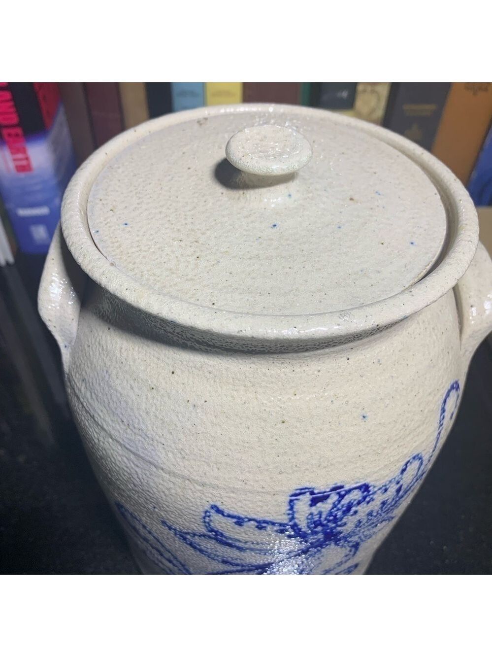 Genesee Country Village 1999 Salt Glazed Stoneware Lidded Jar "Floral" - Picture 2 of 7